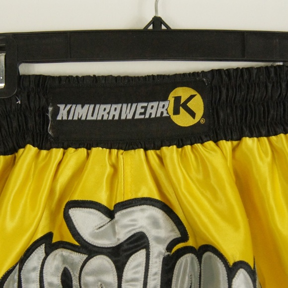 Vintage Yellow Satin Boxer Stretch Waist Boxing Shorts - Picture 2 of 3